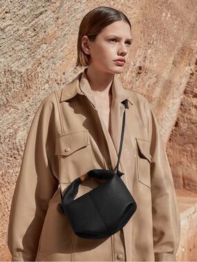 Polène Béri Textured Black Calf Leather Crossbody